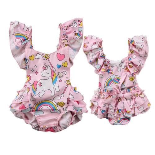 Newborn Baby Girls Backless Unicorn Cute Cartoon One Piece Swimsuit Bathing Suits Bikini Swimwear for Girls