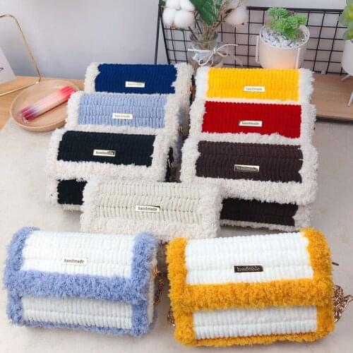 Hand Woven Bag Wool Diy Material Sewn Velvet Mesh Single Shoulder Messenger Gift Tejer Sweater Hand Knitting