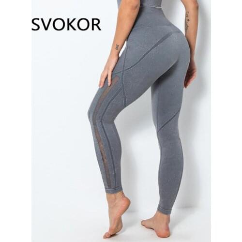 SVOKOR Sport Mesh Leggings Women Fitness Sexy Legging Booty Lifting Running Elastic Pants Black Workout Leggins Mujer