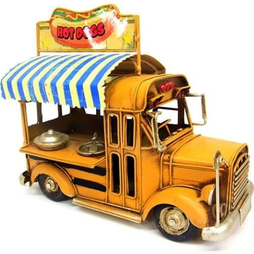 Vintage Miniature Gift Metal Hot Dog Trolley Antique Decor Retro Trinket Nostalgic Handmade Hand Painted Art Quality Durable