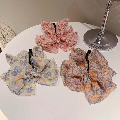 2021 South Korea sweet flower big bow banana clip vertical clip horsetail clip hairpin headdress girl