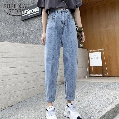 2020 Autumn New High Waist Wide Leg Straight Women Jeans Blue Loose Jeans Women Pants Casual Loose Denim Trousers Pantalon 10823