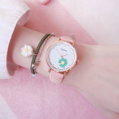 Fashion Daisy Design Women Watches Ulzzang Luxury Brand Ladies Quartz Wristwatches Casual Frosted Vintage Leather Female Watch