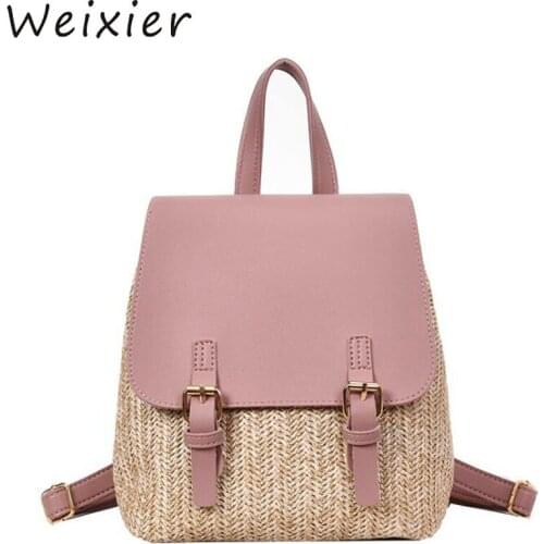 Fashion 2019 Shoulder Bag Female straw Backpack Ladies Travel Backpack Mochilas School Bags Girls Women Leather Backpacks V3-66