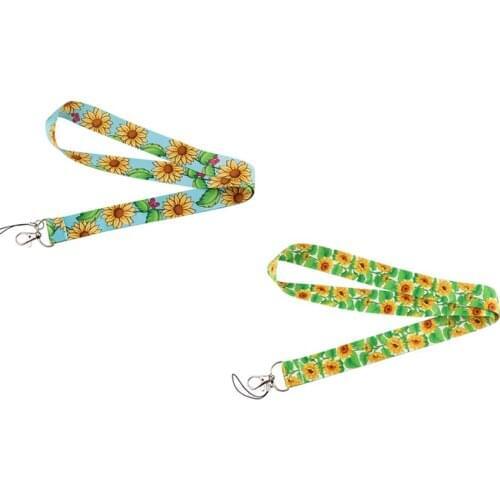 10pcs/lot J2963 Cartoon Sunflower Keychains For Women Lanyard For Keys ID Card Pass Gym Mobile Phone Badge Holder Hang Rope