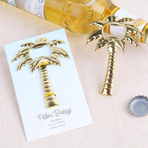100 pcs Gold Golden Palm Breeze Chrome Palm Tree Bottle Can Opener Openers wedding Party Baby shower favor gift Favors
