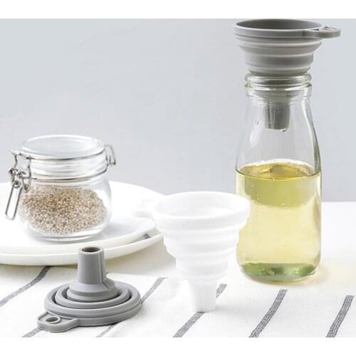 2pcs Mini Foldable Funnel Silicone Collapsible Funnel Folding Portable Funnels Be Hung Household Liquid Dispensing Tools