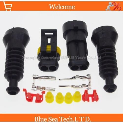 20 sets 2Pin AMP DJ7021-1.5 Auto MS-HID Connectors+sheath(2 pcs) sets for HEV/EV Start/Stop/Inverter Systems etc