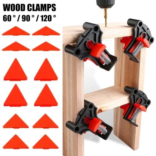 4pcs Wood Angle Clamps 60/90/120 Degrees Woodworking Corner ClampRight Clips DIY Fixture Hand Tool Set for Taper,T Joints,Plate