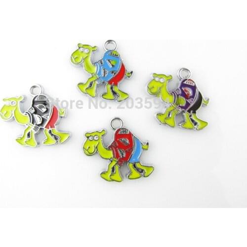 AE82 20pcs Mixed Enamel Alloy camels Charms Pendants DIY Jewelry Findings llama Floating Charm 26x24mm