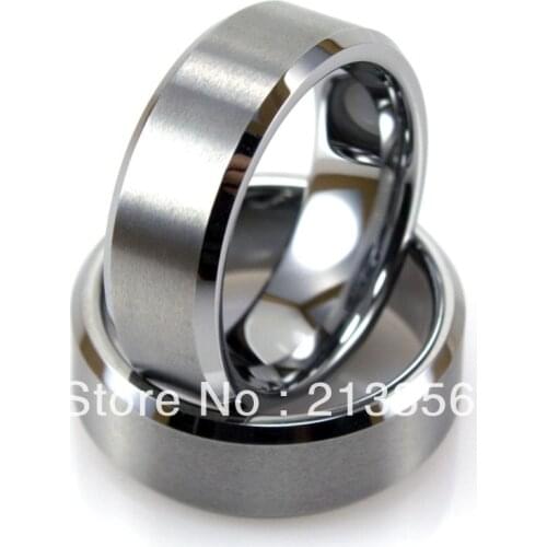 Free Shipping !Cheap Price Promotion Sales! USA Hot Selling Mens Tungsten Beveled Engraved & Plain Brush Lovers' Wedding Ring