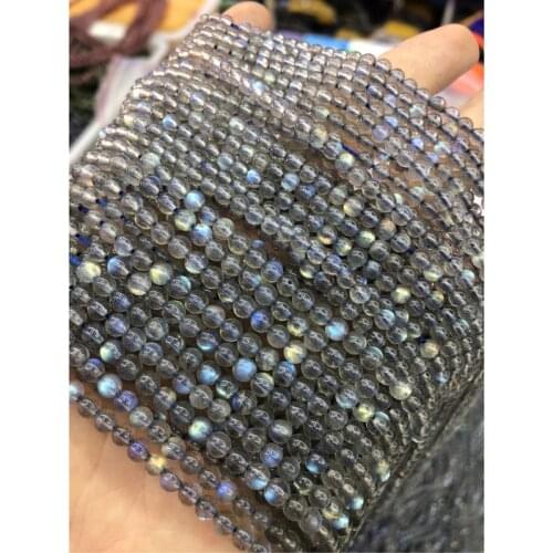 Natural Stone Beads Flash Labradorite Loose Beads Jewelry Making DIY Necklace Bracelet Accessories Size 3/4mm
