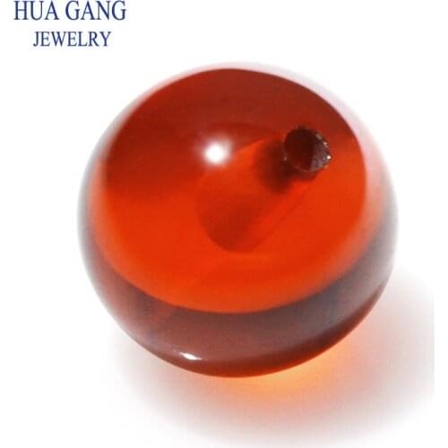 Orange Stone Round Cubic Zirconia Beads With Hole Cabochon Cut Synthetic Gems For DIY Bracelet Necklace For Jewelry Making