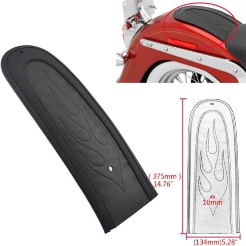 Black Motorcycle Flame Stitch Leather Rear Fender Bib Leather Pad For Harley Dyna Fat Bob Super Glide Switchback Wide Glide