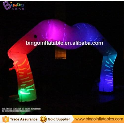 Valentines Day 5 Meters wide LED lighting inflatable arch color change lips shape blow up archway for party light-up toy