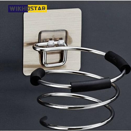 WIKHOSTAR Stainless Steel Hair Dryer Holder Bathroom Organizer Hair Dryer Organizer Wall Mounted Storage Shelf Hair Dryer Stand