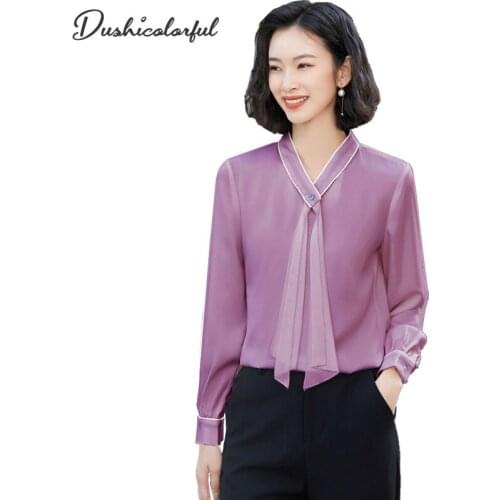 Женские атласные рубашки Dushicolorful China At AliExpress