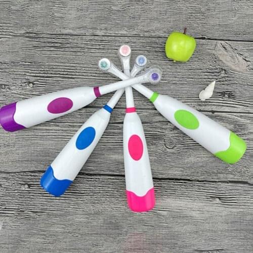 Electric Teethbrush Children Rotating Electric Tooth Brush Battery Power Oral Health Clearing Waterproof Replaceable Brush Head