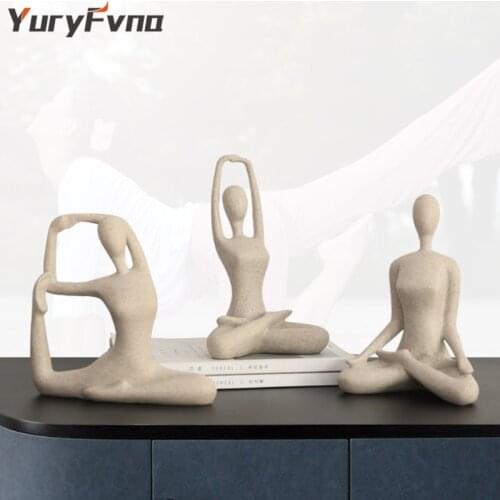 YuryFvna Abstract Figure Modern Home Decoration Yoga Statue Fashion Resin Abstract Yoga Figure Sculpture Handmade Yoga Art Gift