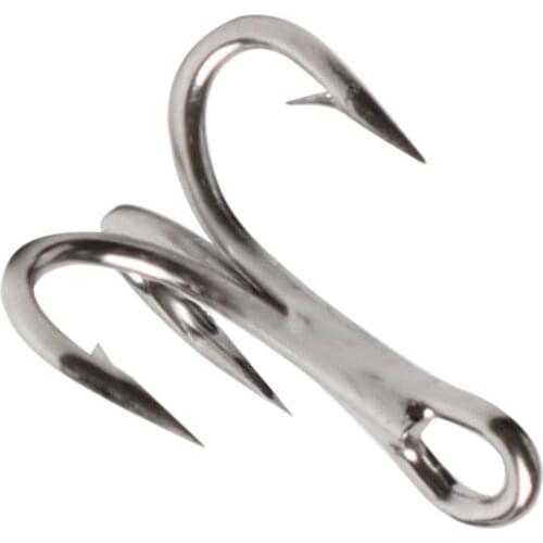 Free Fisher 100pcs Fishing Hooks High Carbon Steel 3551 6X Strong Silver Treble Fishhook Long-Tips OShaughnessy Triple Hook