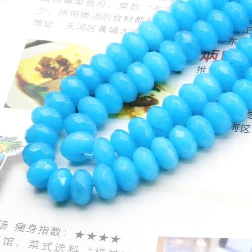 Hot 5x8mm chalcedony faceted blue abacus shaped loose beads 15" 2pc/lot fashion jewelry making Wholesale retail