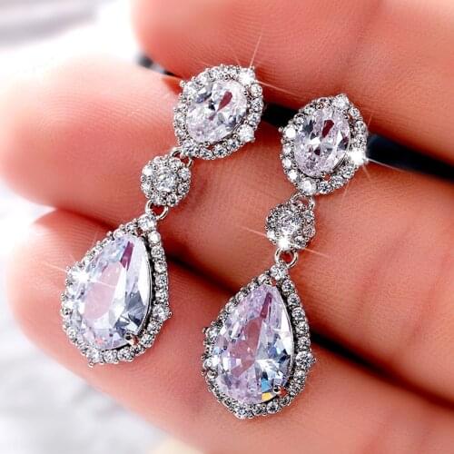 Huitan Modern Womens Dangle Earrings 2021 Trends Full Cubic Zirconia Brilliant Female Party Earrings Fancy Gift Fashion Jewelry