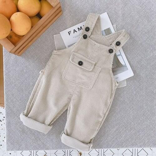 New Solid Color Children Girl Boy Corduroy Overalls Suspender Trousers Casual Pants Overalls Trousers