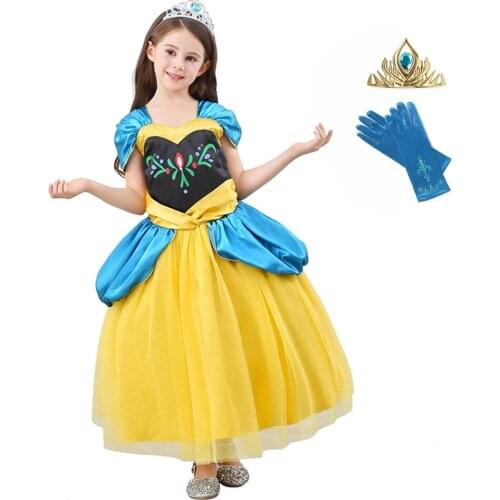 Girls Ana Elza 2 Costume Christmas Deluxe Ana Princess Dress Child Birthday Party New Year Dresses Fancy Gowns For 2-10Y Girl