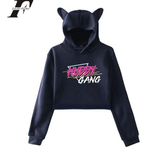 Chase Hudson Crop Hoodie Sweatshirts Women Cat Pullover Print Full Kawaii Harajuku Tracksui Fashion Casual Girl Hooded Letter