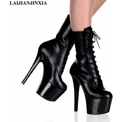 LAIJIANJINXIA 2018 Sexy Spring Party Queen Womens Sexy 17CM High Heel Shoes Ankle Boots Dance Shoes