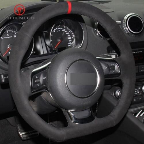 LQTENLEO Black Suede DIY Hand-stitched Car Steering Wheel Cover for Audi R8 2008-2010 TT 2008-2015