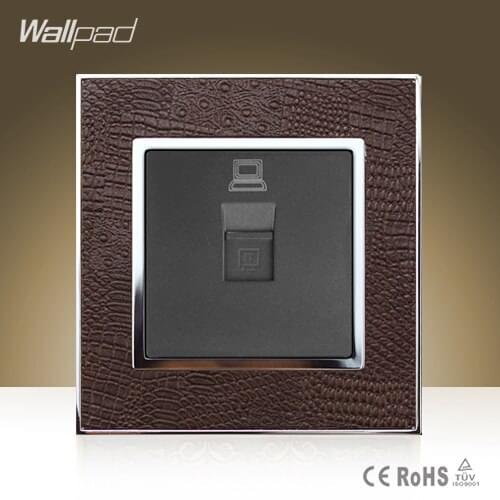 Module Wallpad Smart Home RJ45 DATA Socket Goats Brown Leather Frame RJ45 Internet Computer Jack Port Socket Free Shipping
