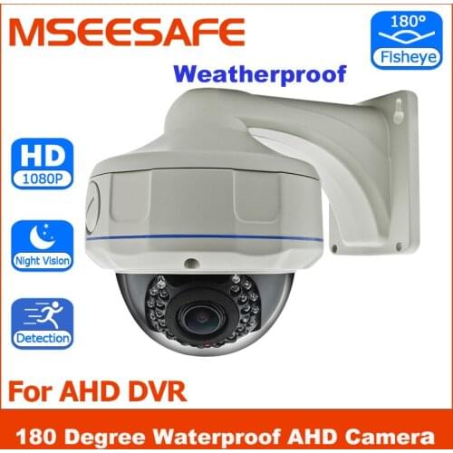 Mseesafe HD CCTV 1.7mm Fisheye HDTVI AHD Camera Outdoor 1080P Lens 180 Degree Wide Angle Vandal Proof BrackeWall/Ceiling Mount