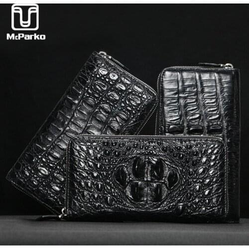McParko Men Wallet Genuine leather Crocodile Clutch Wallet Alligator Skin Leather Purse Zipper Luxury Brand minimalist wallet