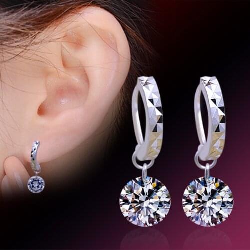 Natural Nude Zircon Pendant Earrings Temperament Female New Korean Version Of The Silver Plated Non-fading Wedding Ear Jewelry