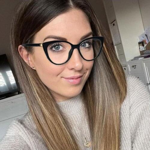 2021 New Fashion Elegant Temperament Plain Glasses TR90 Cat Eye Style Womens Reading Myopia Spectacles Frame All-match Eyewear