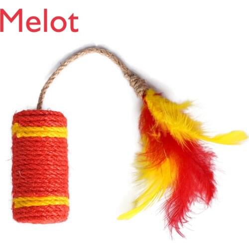 New Firecrackers Cat Toy Self-Hi Relieving Stuffy Cat Molar Rod Wear-Resistant Sisal Scratching Post Cat Teaser Toy Cat Toy