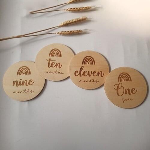 Newborn Milestone Blocks Wooden Commemorative Baby Birth Monthly Recording Cards 97BCbaby photography props