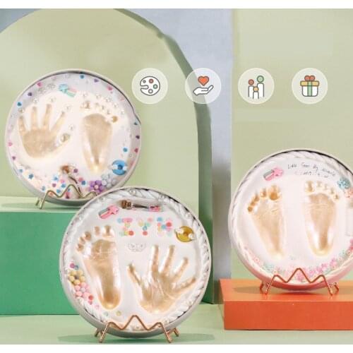 Newborn Gifts Baby Footprint Souvenir Baby Care Air Drying Soft Clay DIY Babies Hand Foot Imprint Baby Gift Photography Frame