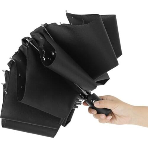 Fully Automatic Reverse Umbrella Ten Bones Black Glue Sunscreen 3 Folding Sunny Rain Large Wind Resistant Car Use Umbrella