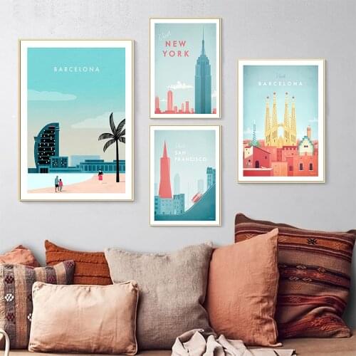 Travel Poster HD Prints Wall Picture Barcelona Poster Modern Style Canvas Print Painting Art Aisle Living Room Unique Decoration