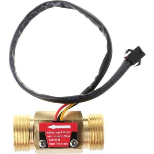 Water Flow Sensor G3/4" Hall Flowmeter Switch DN20 1-30L/min Liquid Flow Meter