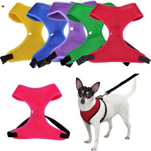 Adjustable Pet Puppy Nylon Mesh Vest Dog Harness Collar Chest Strap Leash Harnesses For Dogs Cats 6 Colors XS~XL Available