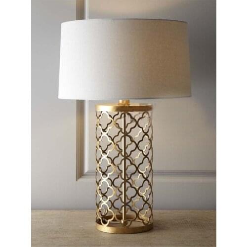 Zq Nordic American Style Luxury Retro Iron Art Table Lamp Bedroom Living Room Creative American Table Lamp