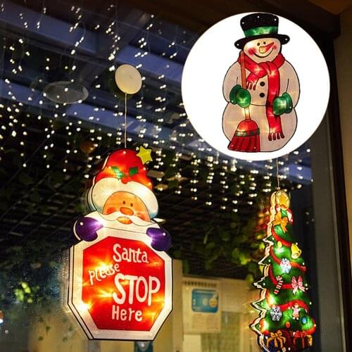 Christmas Santa Claus Sucker LED LightsWindow Sucker Lamp Fairy String Light Window Decoration Christmas Hanging LED Lights