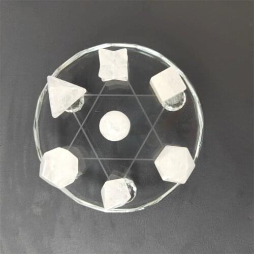 Seven Star Array 7 Star Plate Asian Quartz Crystal Healing reiki stone with plate A set Home Decor Ornaments Gifts