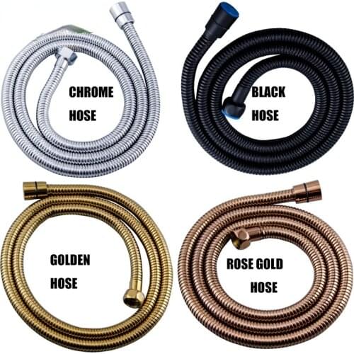 Chrome/Rose Gold/Golden/Black/Antique High Quality Reinforced 1.4/1.5m Stainless Steel Flexible Shower Hose Bathroom Accessories