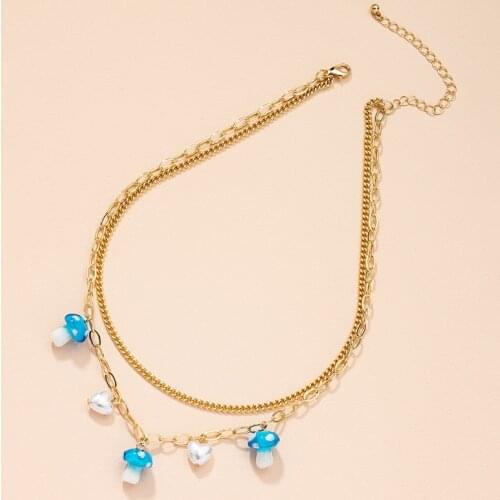 SOHOT Harajuku Punk Angel Tai Chi Mushroom Pearl Letter Leaf Square Heart Pendant Necklace For Women Jewelry Party Drop Shipping