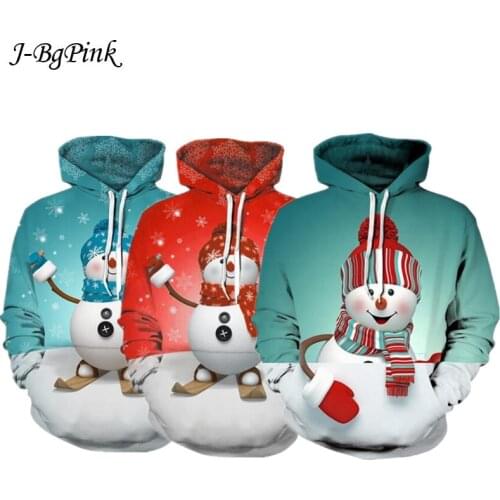 2021 Stylish Unisex Men Women Santa Claus Christmas Novelty Ugly CHRISTMAS Snowman 3D Sweater hooded sweater Warm Sweater