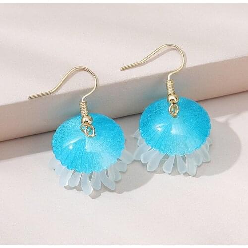 TONGKWOK Bohemia Exaggeration Dangle Earrings For Women Silk Thread Tassel Metal Long Chandelier Earrings #144763